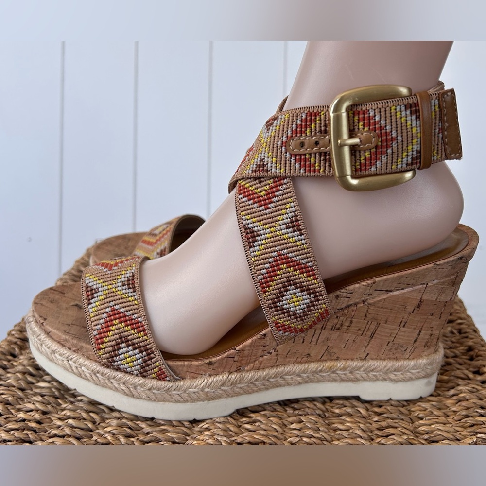 White‎ Mountain Women’s Pearle Cork Espadrille Wedge Size 8.5M